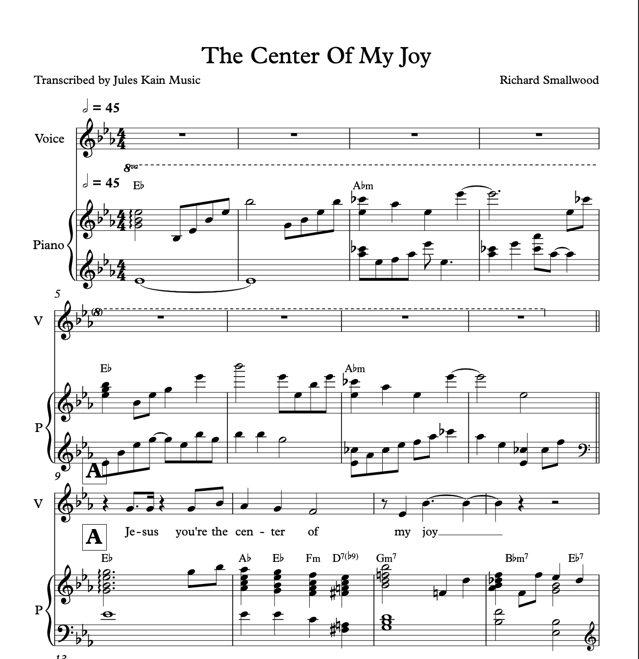 Psalm 8 - Richard Smallwood - Sheet Music — Jules Kain Music